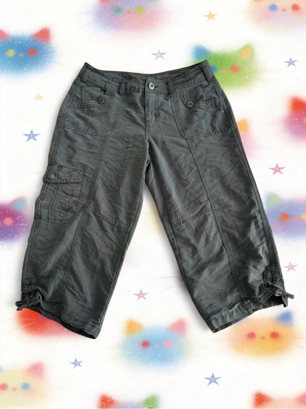Style & Co. Gray Cargo Capris with Side Pocket Details